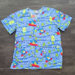 Vintage Care Bears Scrub Top Size XS